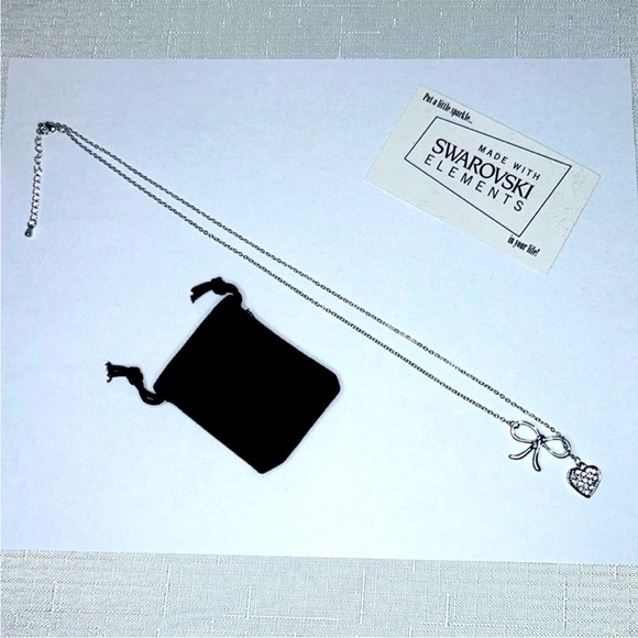 Swarovski Crystal Heart & Bow Necklace | New With Tag and Jewelry Box - Picture 3 of 6